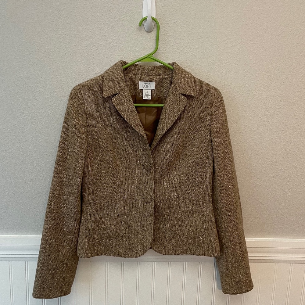 Ann Taylor LOFT Brown Tweed Blazer Size 4